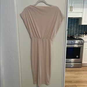 Elegant Ribbed Cream Dress | S